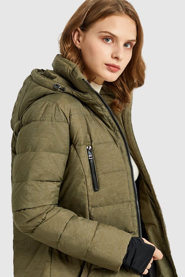 Slant Pocket Zip up Puffer Down Coat - Image 22