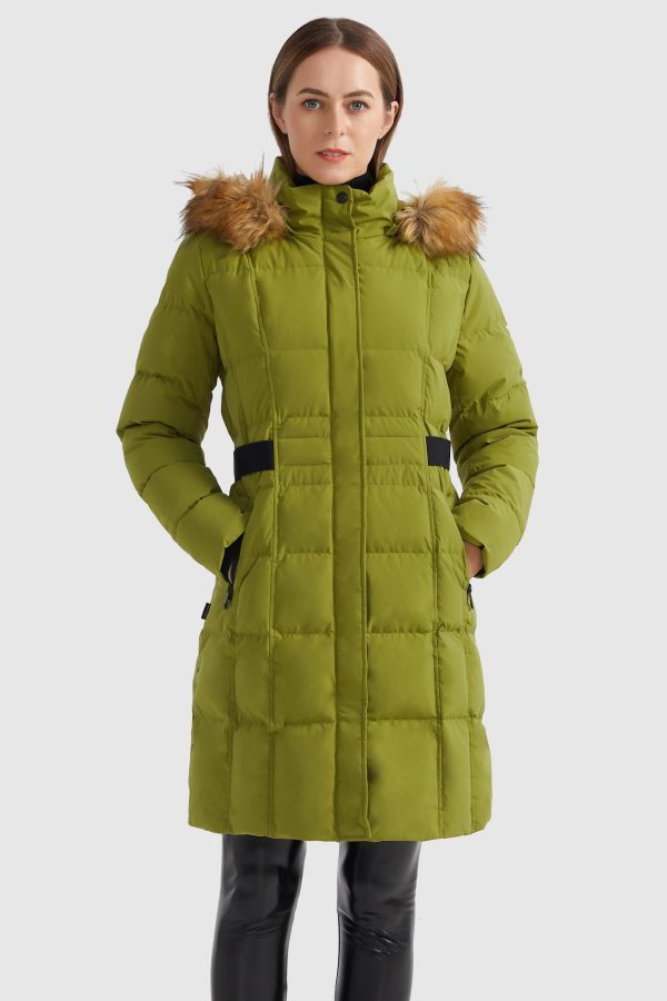 Solid Faux Fur Trim Hood Puffer Down Coat - Image 6