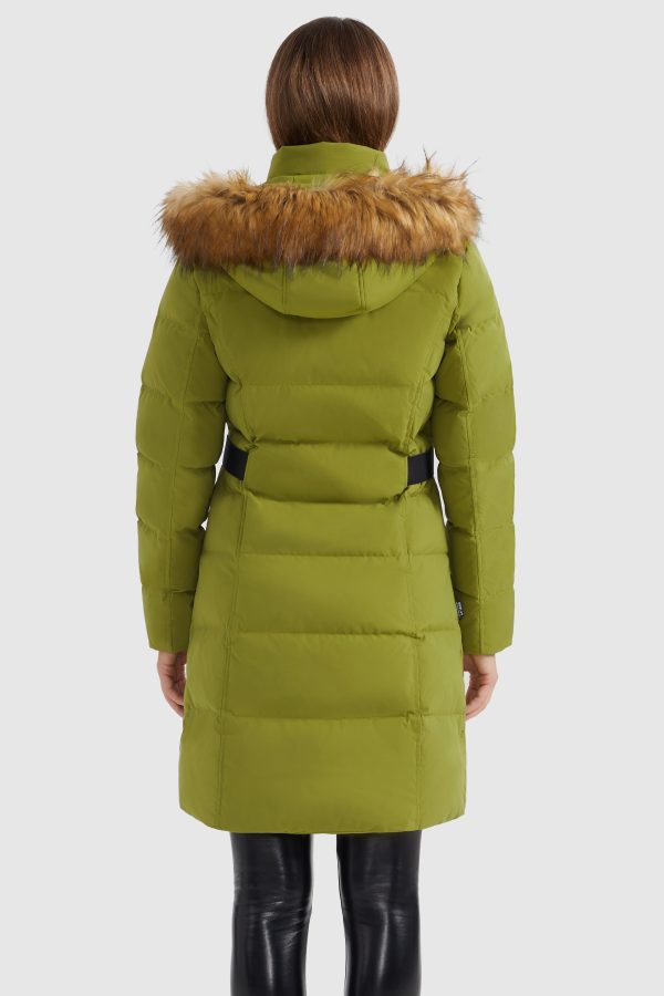 Solid Faux Fur Trim Hood Puffer Down Coat - Image 7