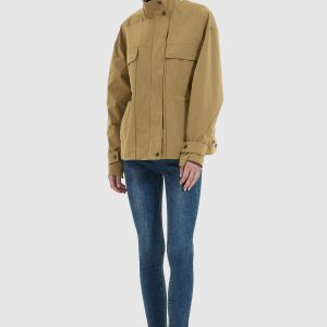 Stand Collar Zip Up Simple Jacket