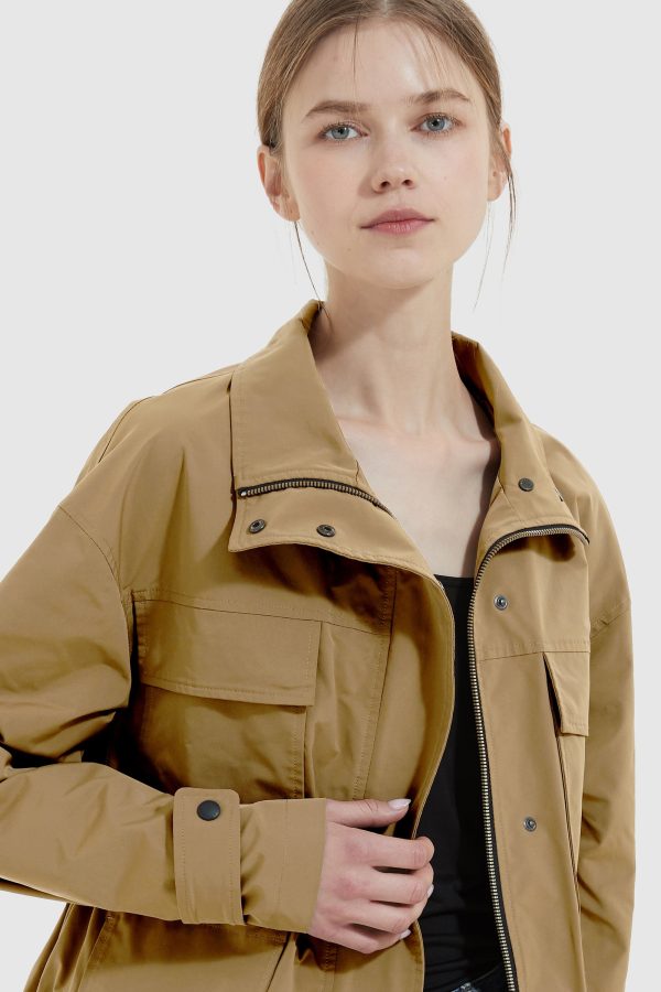 Stand Collar Zip Up Simple Jacket - Image 4