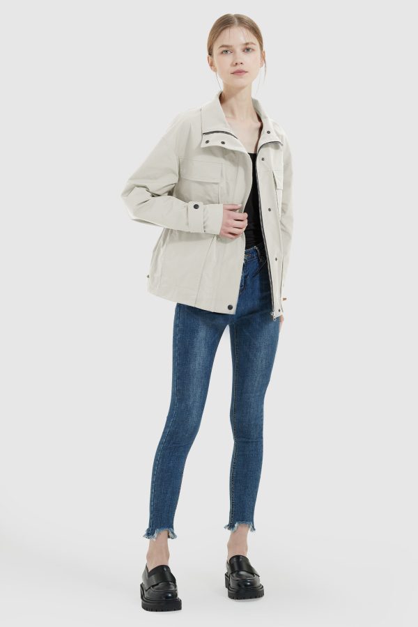 Stand Collar Zip Up Simple Jacket - Image 5