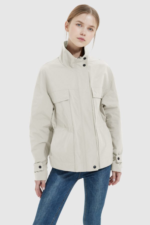 Stand Collar Zip Up Simple Jacket - Image 6