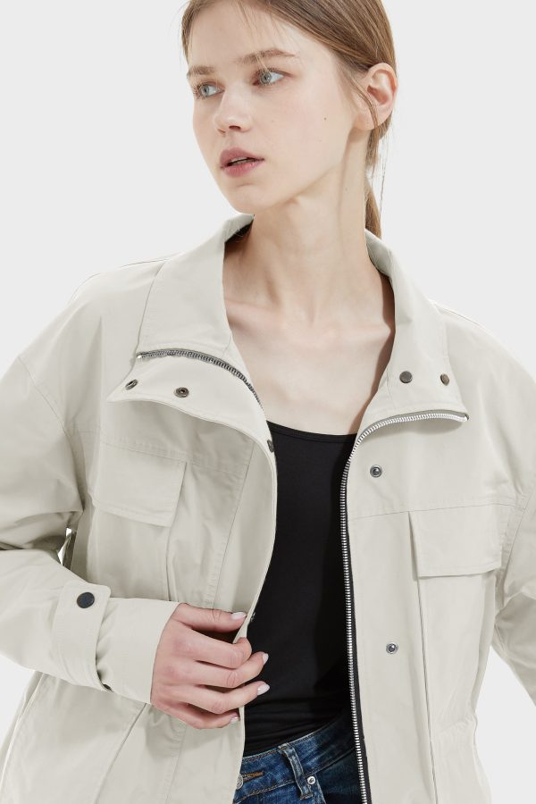 Stand Collar Zip Up Simple Jacket - Image 8