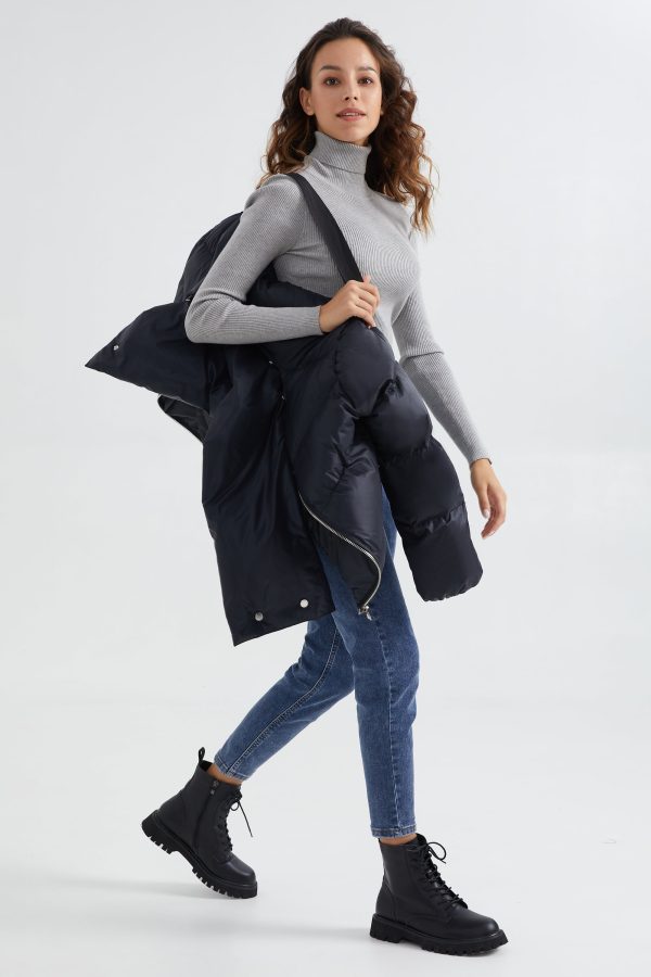 Stylish Puffer Down Coat with Thickened Collar - Image 5
