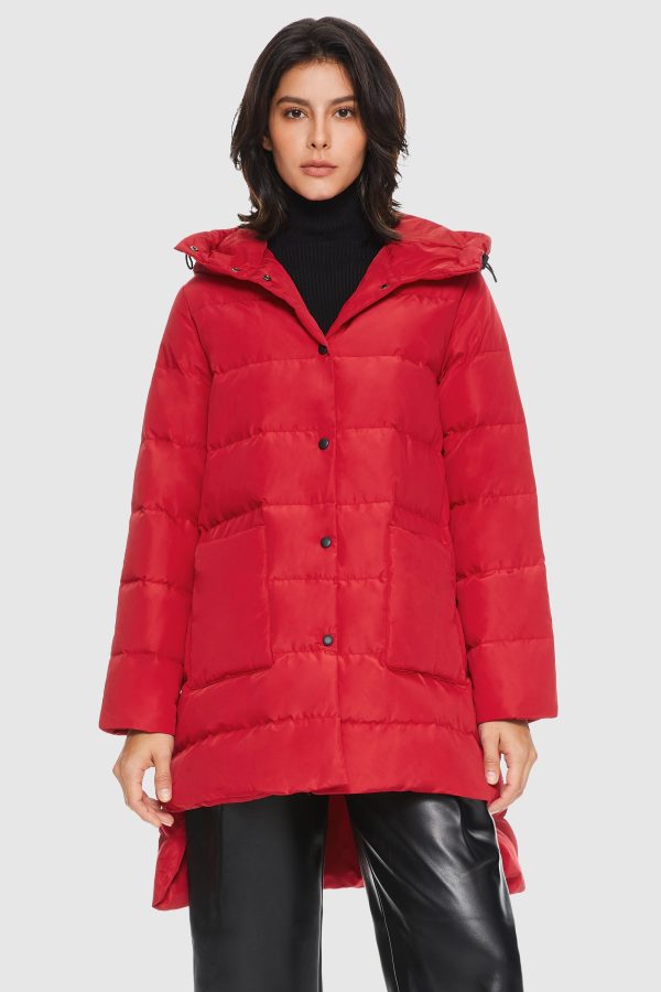 Unique Cut Hooded Down Puffer Coat - Image 2