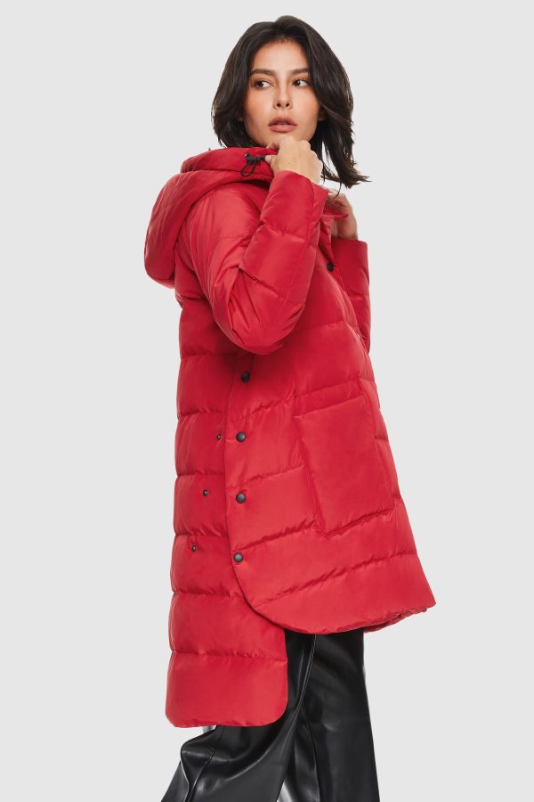 Unique Cut Hooded Down Puffer Coat - Image 3