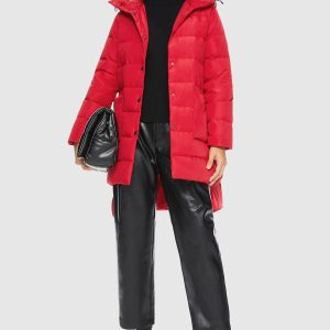 Unique Cut Hooded Down Puffer Coat