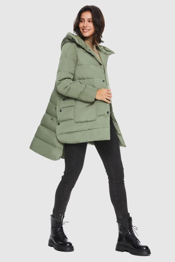 Unique Cut Hooded Down Puffer Coat - Image 5