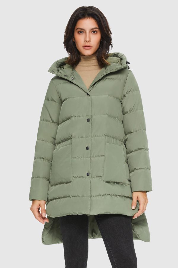 Unique Cut Hooded Down Puffer Coat - Image 6