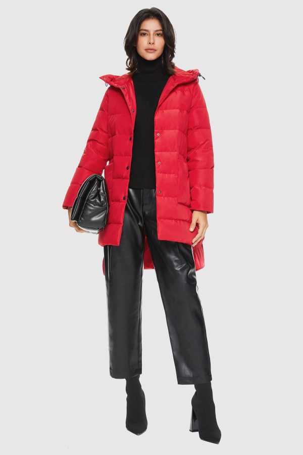 Unique Cut Hooded Down Puffer Coat