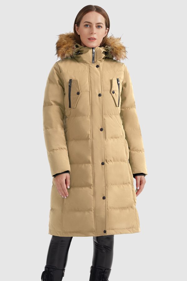 Windproof Puffer Fur Hooded Down Coat - Image 14