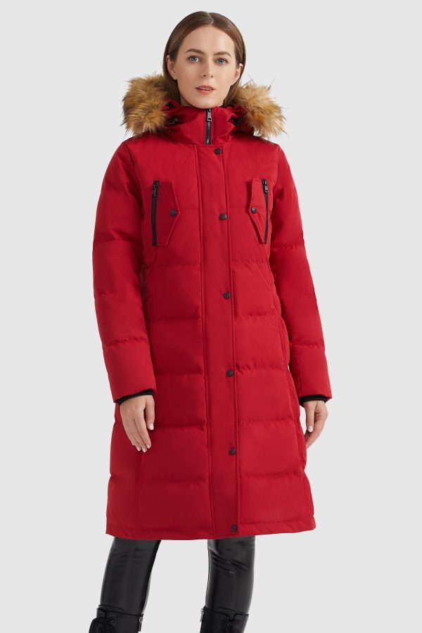 Windproof Puffer Fur Hooded Down Coat - Image 18