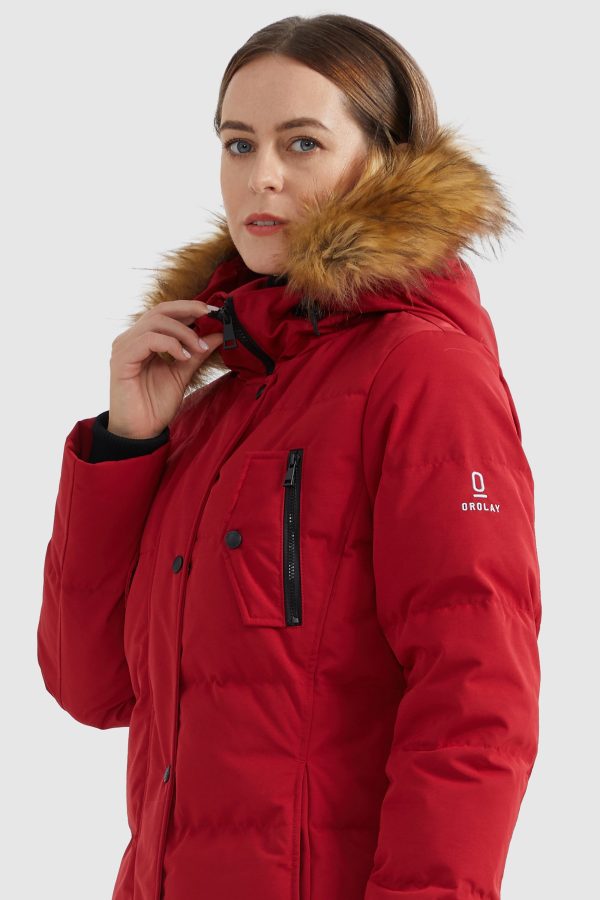 Windproof Puffer Fur Hooded Down Coat - Image 20