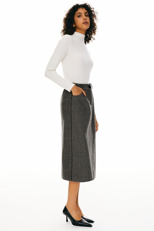 Wool Midi Office Skirt - Image 10
