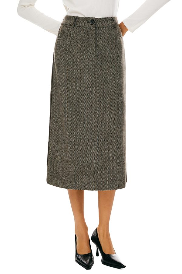 Wool Midi Office Skirt - Image 2