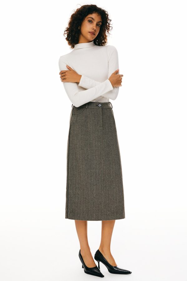 Wool Midi Office Skirt - Image 3