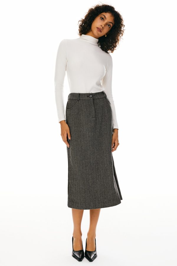 Wool Midi Office Skirt - Image 4