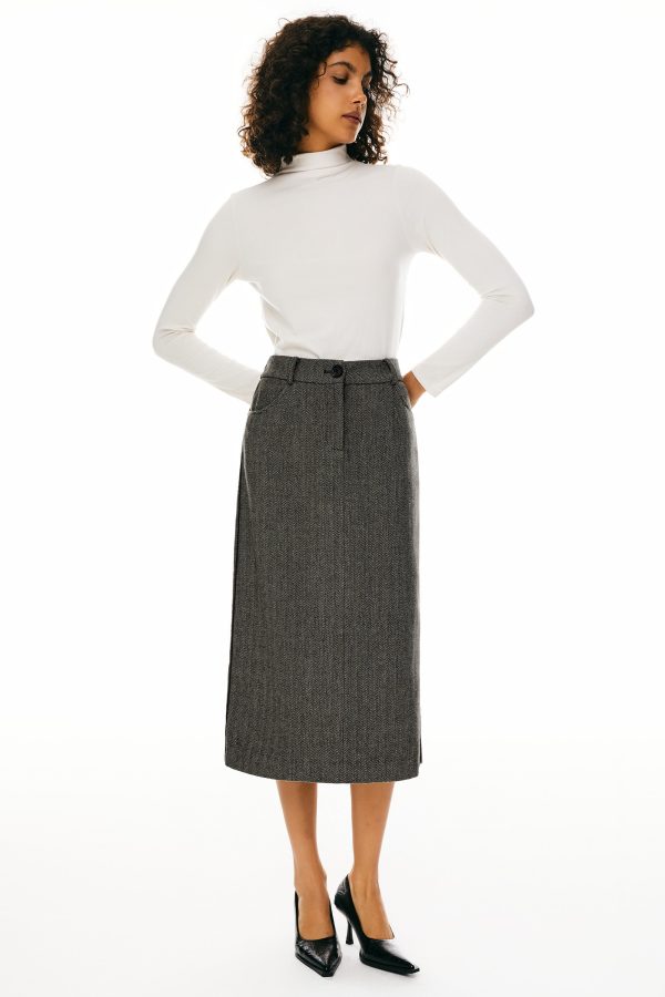 Wool Midi Office Skirt - Image 8