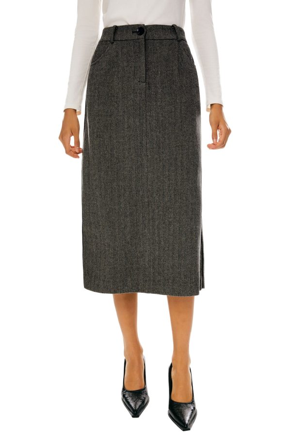 Wool Midi Office Skirt - Image 9