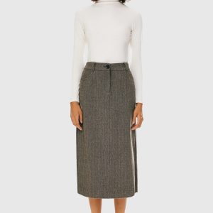 Wool Midi Office Skirt