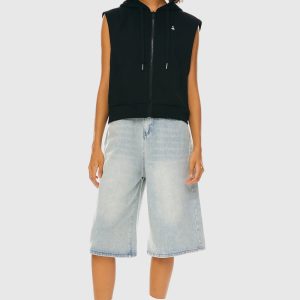 Zip Up Sleeveless Hoodie