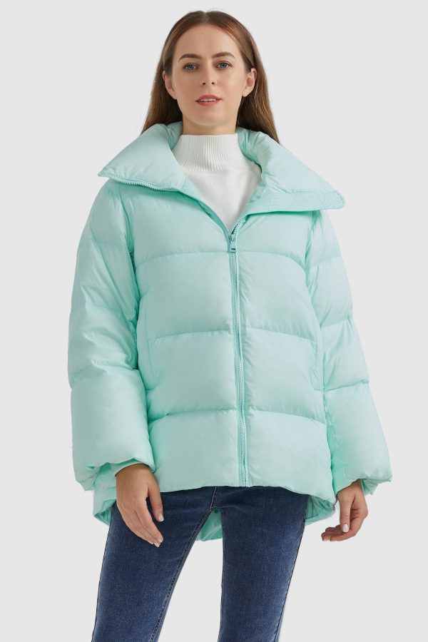 Zipper Front Puffer Down Coat - Image 2
