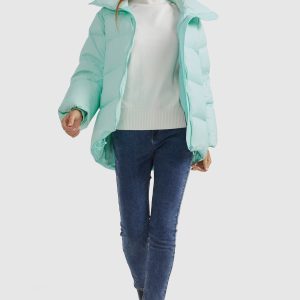 Zipper Front Puffer Down Coat
