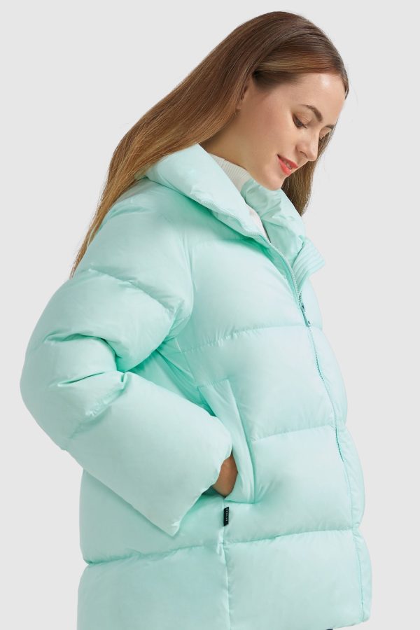 Zipper Front Puffer Down Coat - Image 4