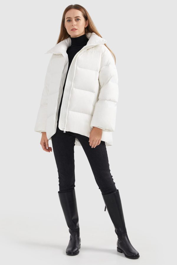 Zipper Front Puffer Down Coat - Image 9