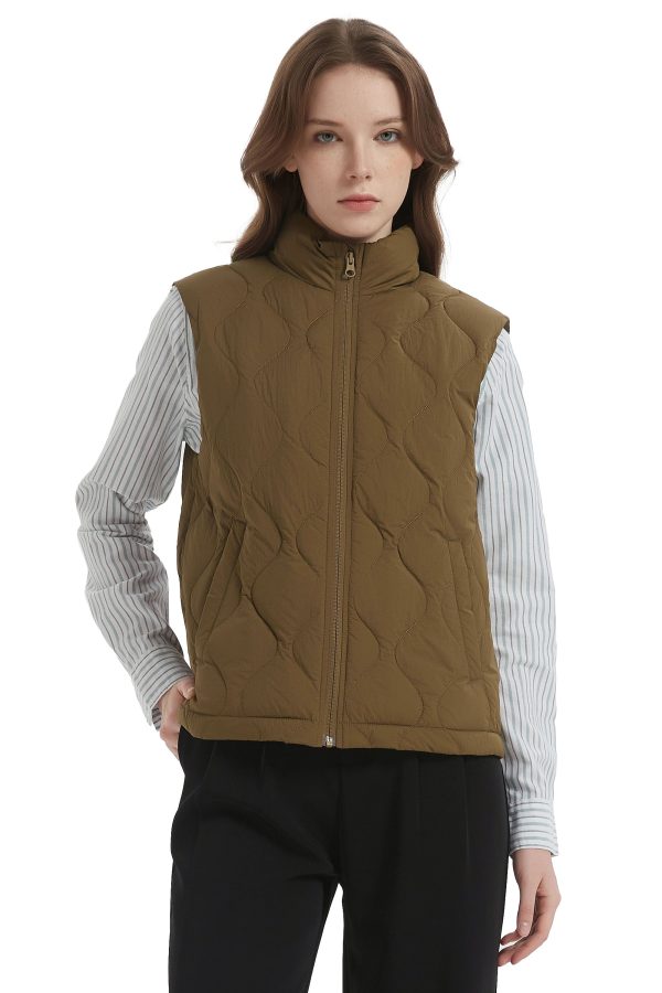 Cropped Down Puffer Vest Zip Up Lightweight - Image 2