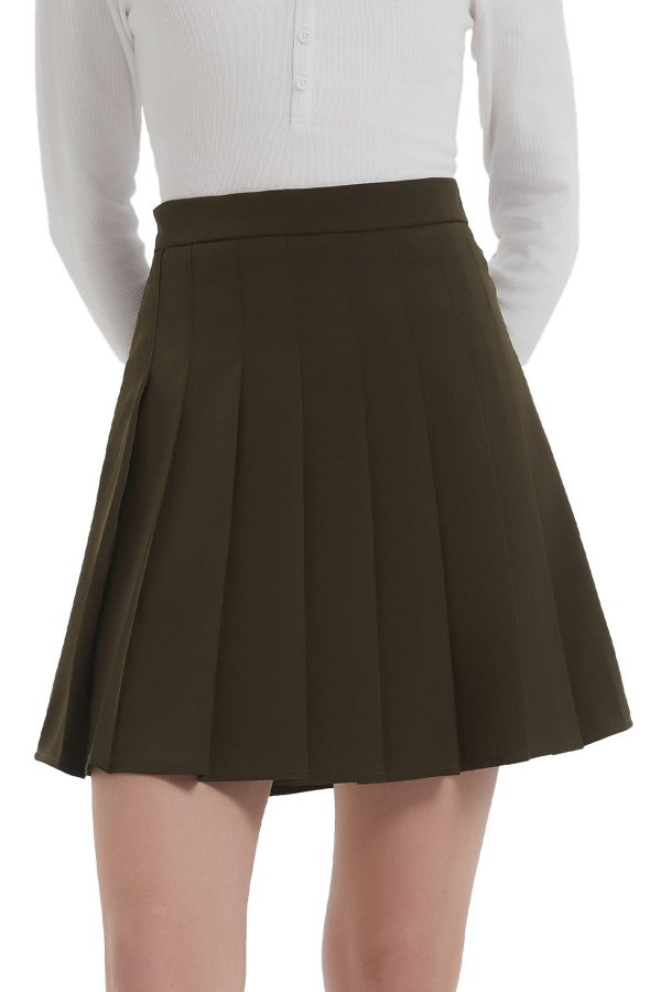 High Waisted Skirts A Line Pleated Skirt - Image 23