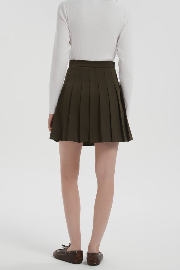 High Waisted Skirts A Line Pleated Skirt - Image 11