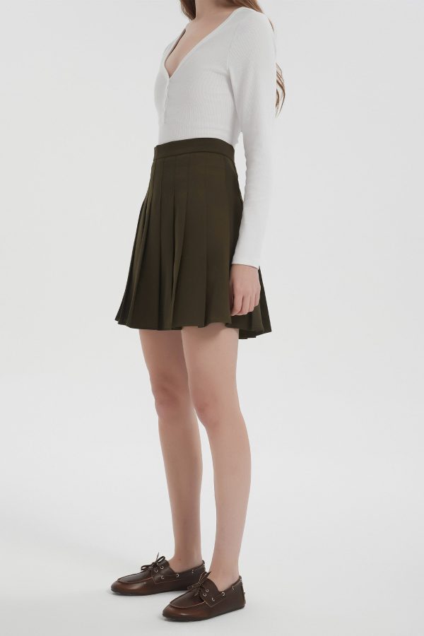 High Waisted Skirts A Line Pleated Skirt - Image 12