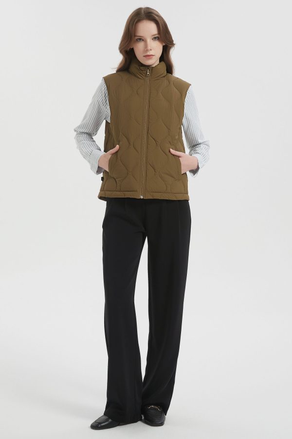 Cropped Down Puffer Vest Zip Up Lightweight - Image 3