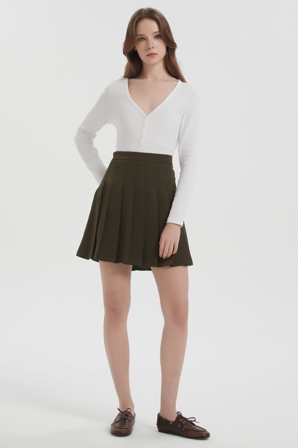 High Waisted Skirts A Line Pleated Skirt - Image 10
