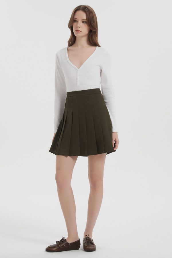 High Waisted Skirts A Line Pleated Skirt - Image 9