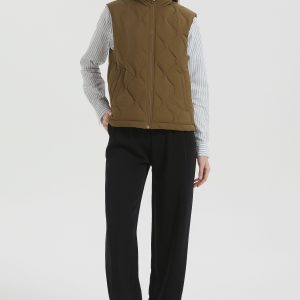 Cropped Down Puffer Vest Zip Up Lightweight