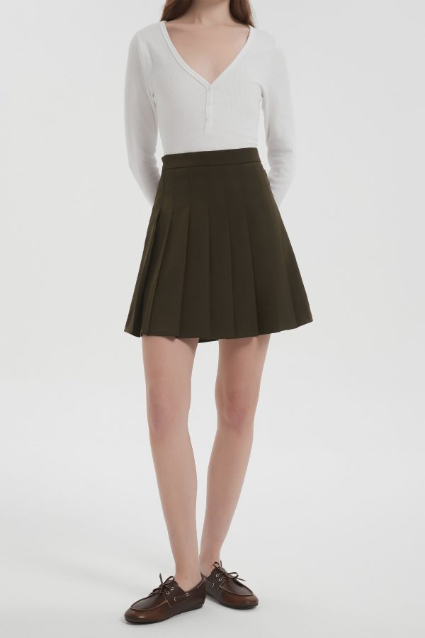 High Waisted Skirts A Line Pleated Skirt - Image 14