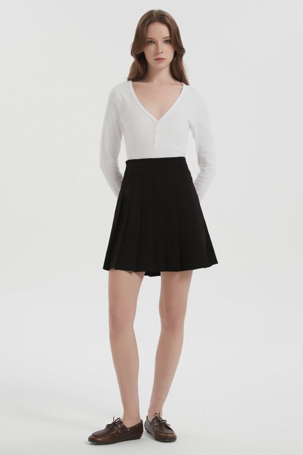 High Waisted Skirts A Line Pleated Skirt - Image 15