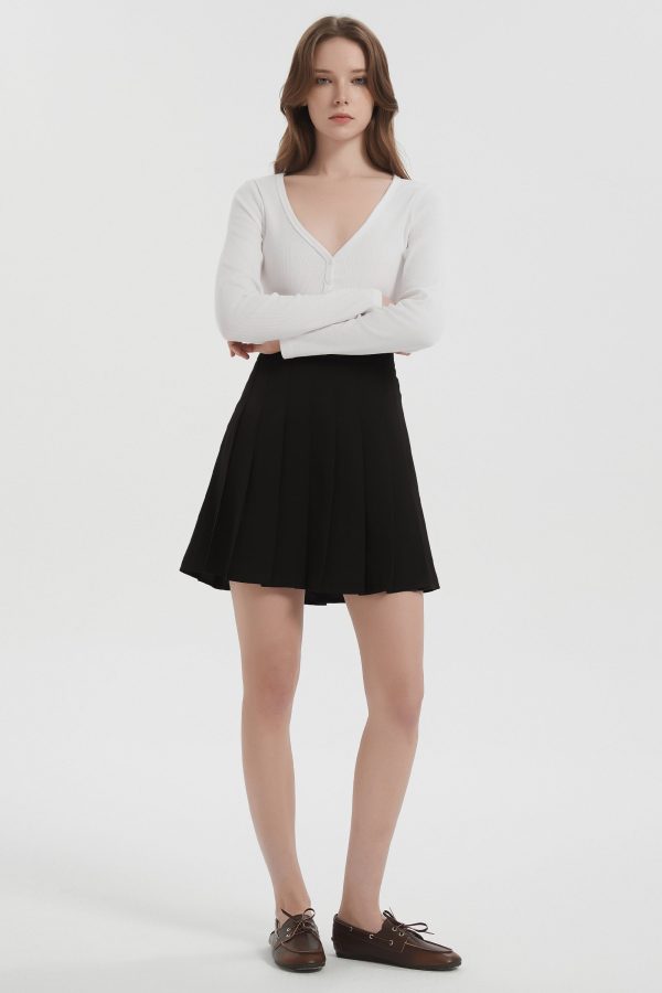 High Waisted Skirts A Line Pleated Skirt - Image 18