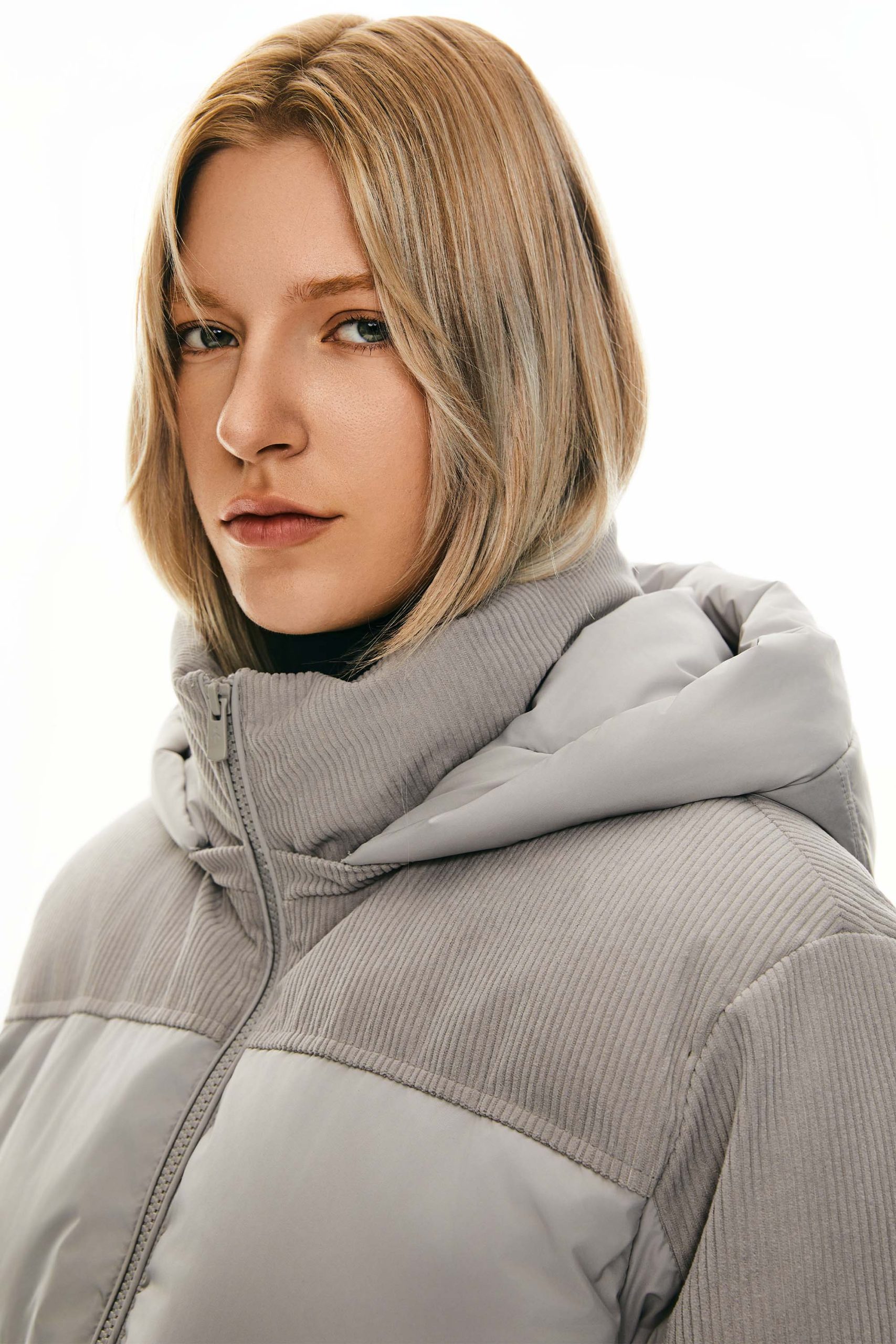 Cropped Down Puffer Jacket Winter Hooded - Image 15