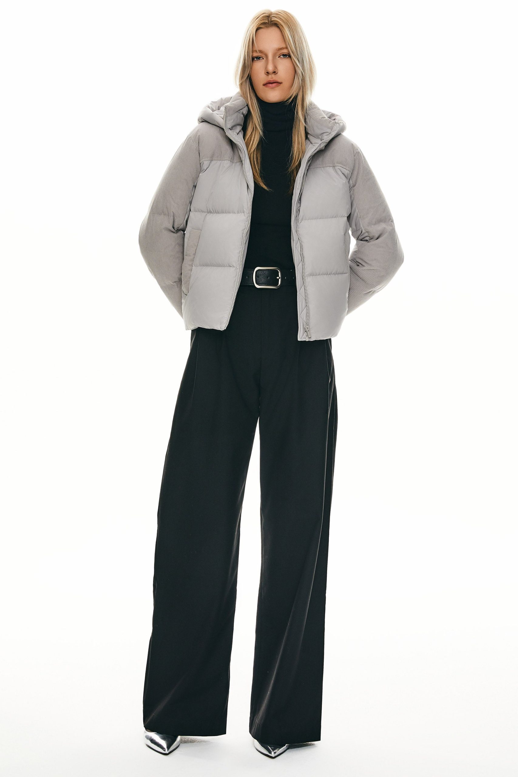 Cropped Down Puffer Jacket Winter Hooded - Image 11