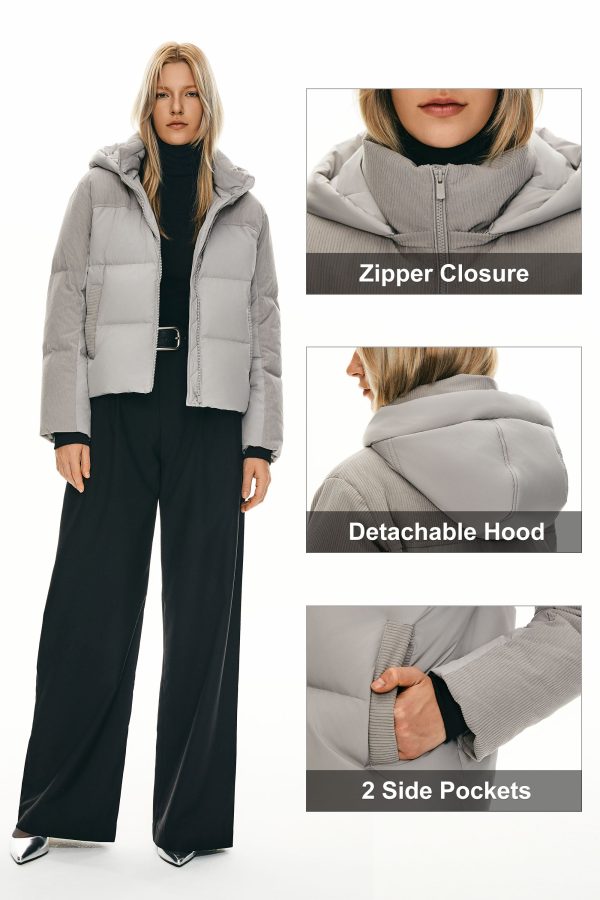 Cropped Down Puffer Jacket Winter Hooded - Image 14