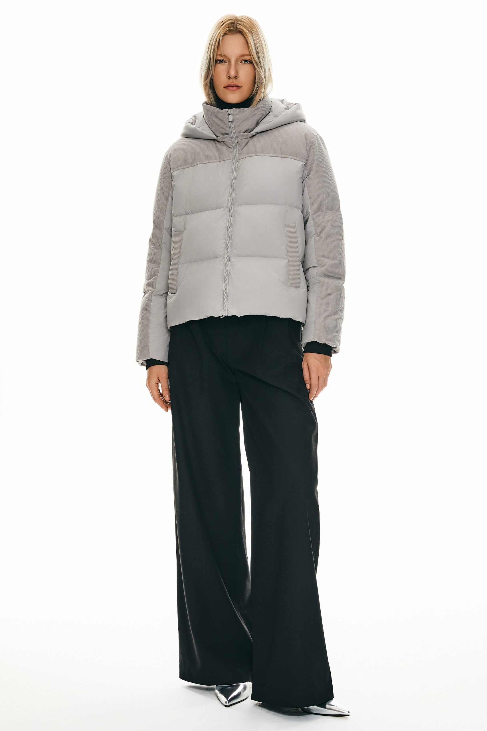 Cropped Down Puffer Jacket Winter Hooded - Image 9