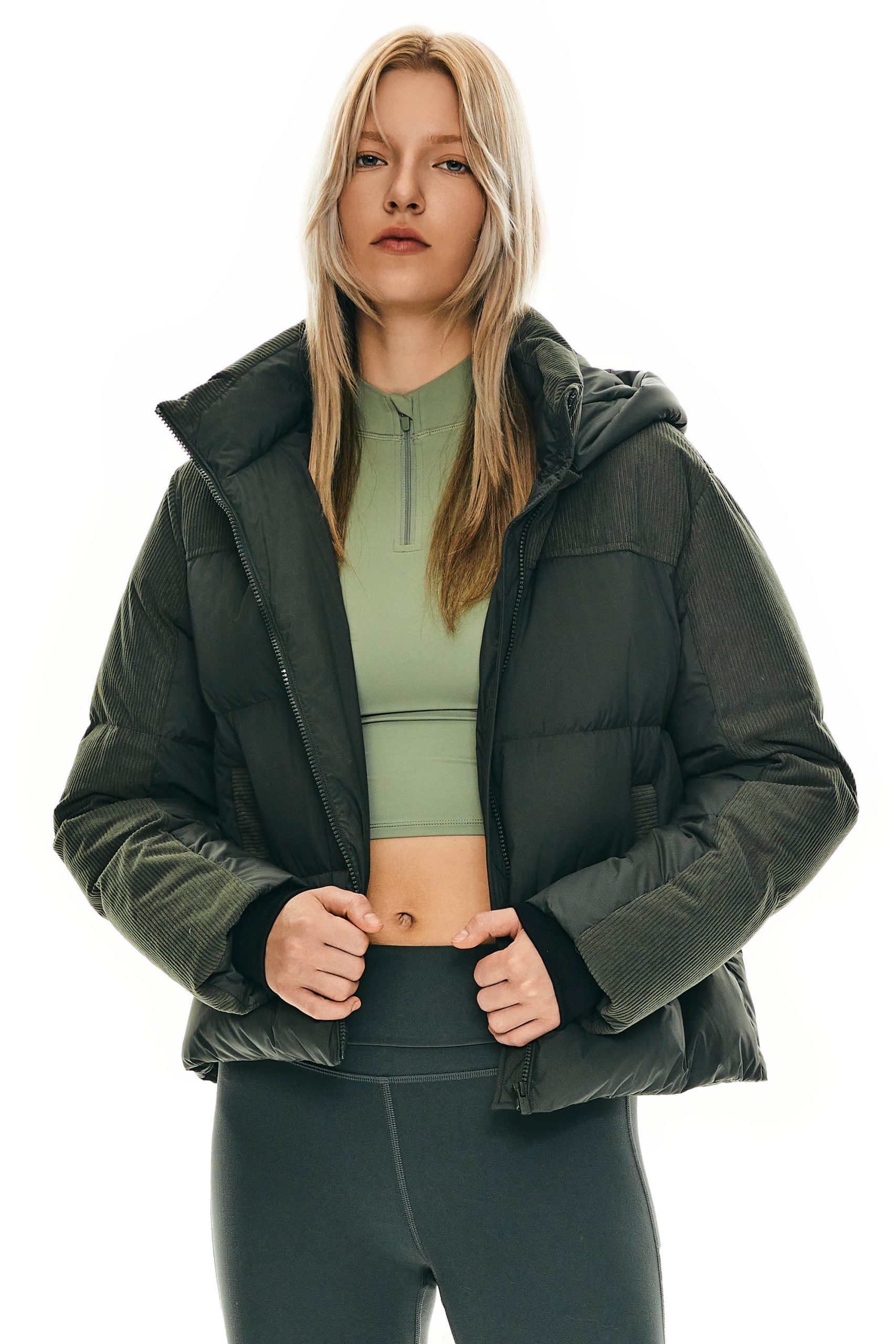 Cropped Down Puffer Jacket Winter Hooded - Image 17