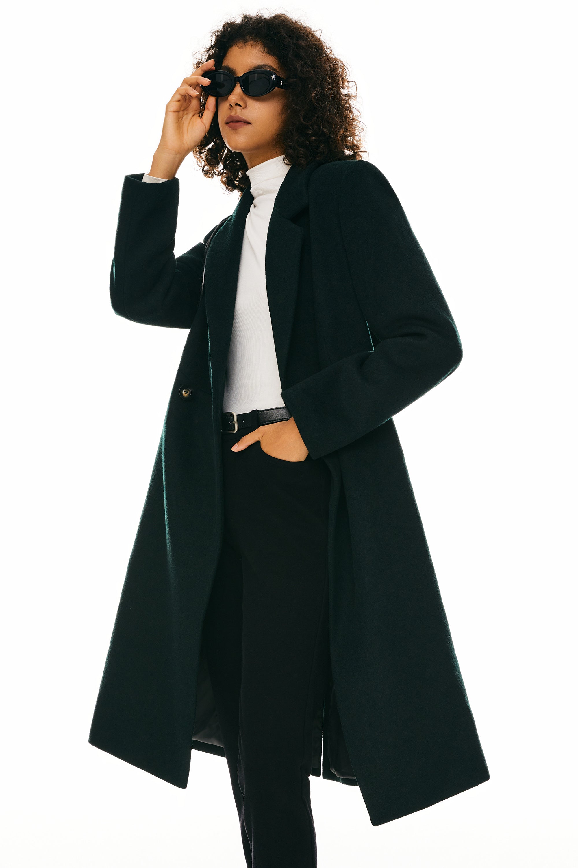 Double Breasted Pea Wool Coat - Image 21