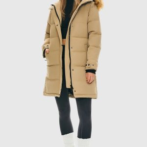 Drawstring Hooded Thickened Puffer Down Coat