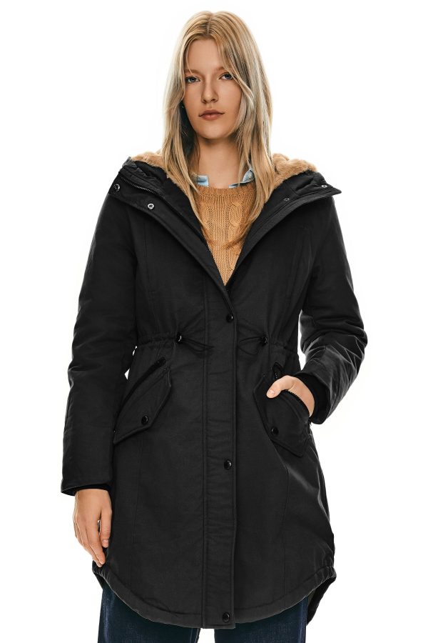 Fleece-Lined Hooded Parka Jacket with Pockets - Image 40
