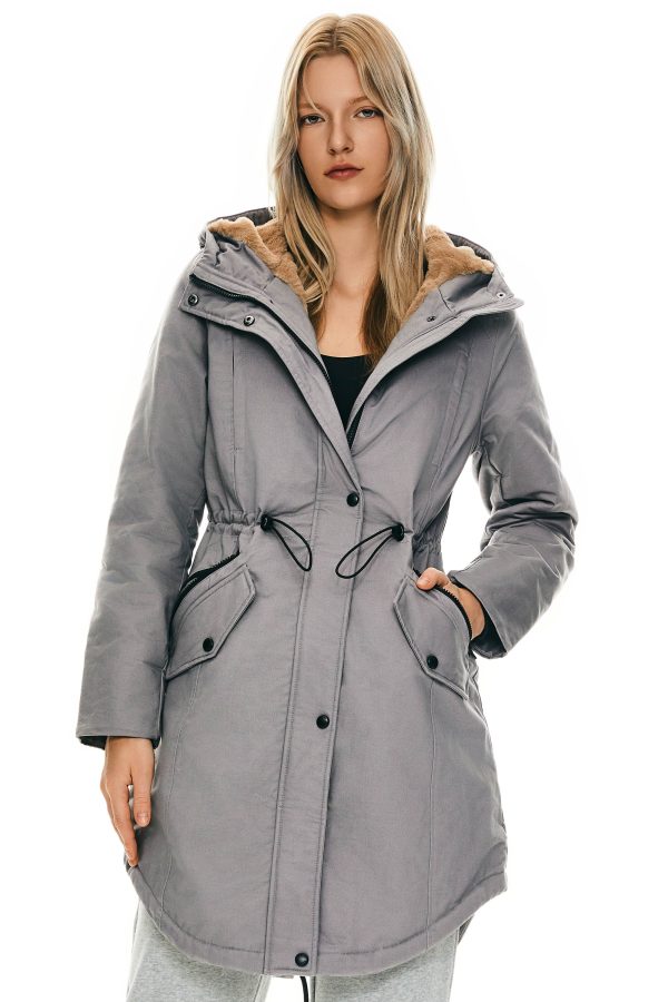 Fleece-Lined Hooded Parka Jacket with Pockets - Image 54
